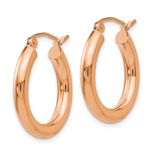 3mm Rose Gold Polished Hoop Earrings