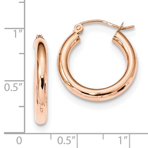 3mm Rose Gold Polished Hoop Earrings