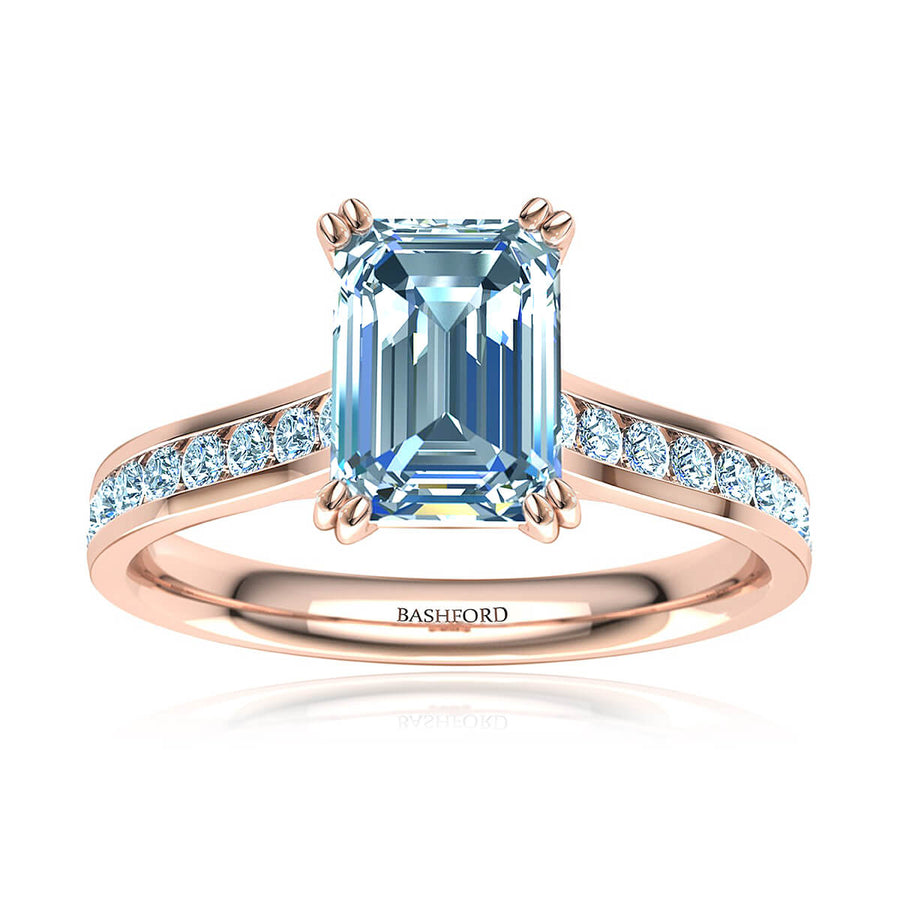 Channel Set Emerald Cut Diamond Engagement Ring