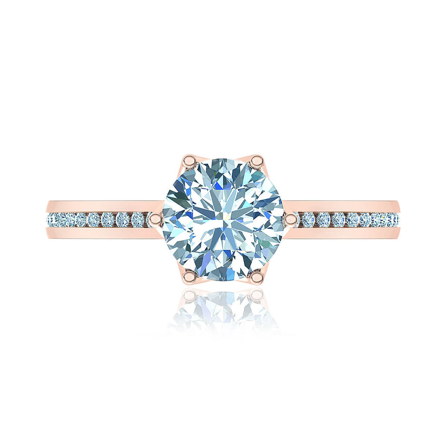 Six-Prong Channel Round Diamond Engagement Ring
