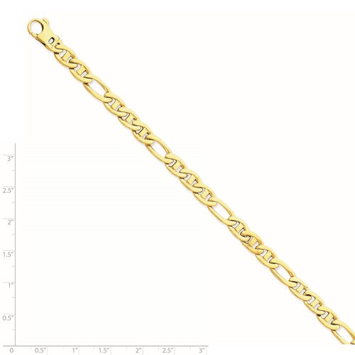 14kYellow 6.5mm Solid Hand-Polished 3 and 1 Flat Anchor Chain