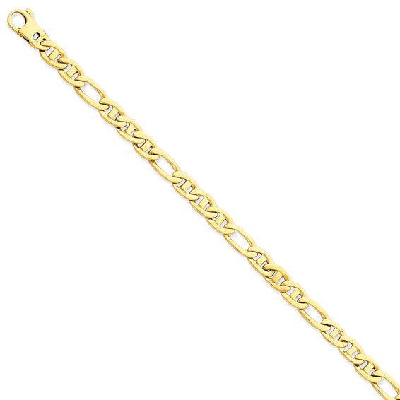 14kYellow 6.5mm Solid Hand-Polished 3 and 1 Flat Anchor Chain