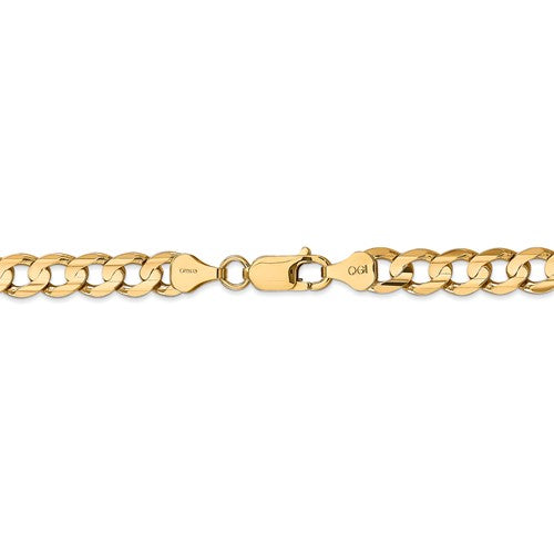 14k Yellow Gold 6.75 mm Open Concave Curb Chain