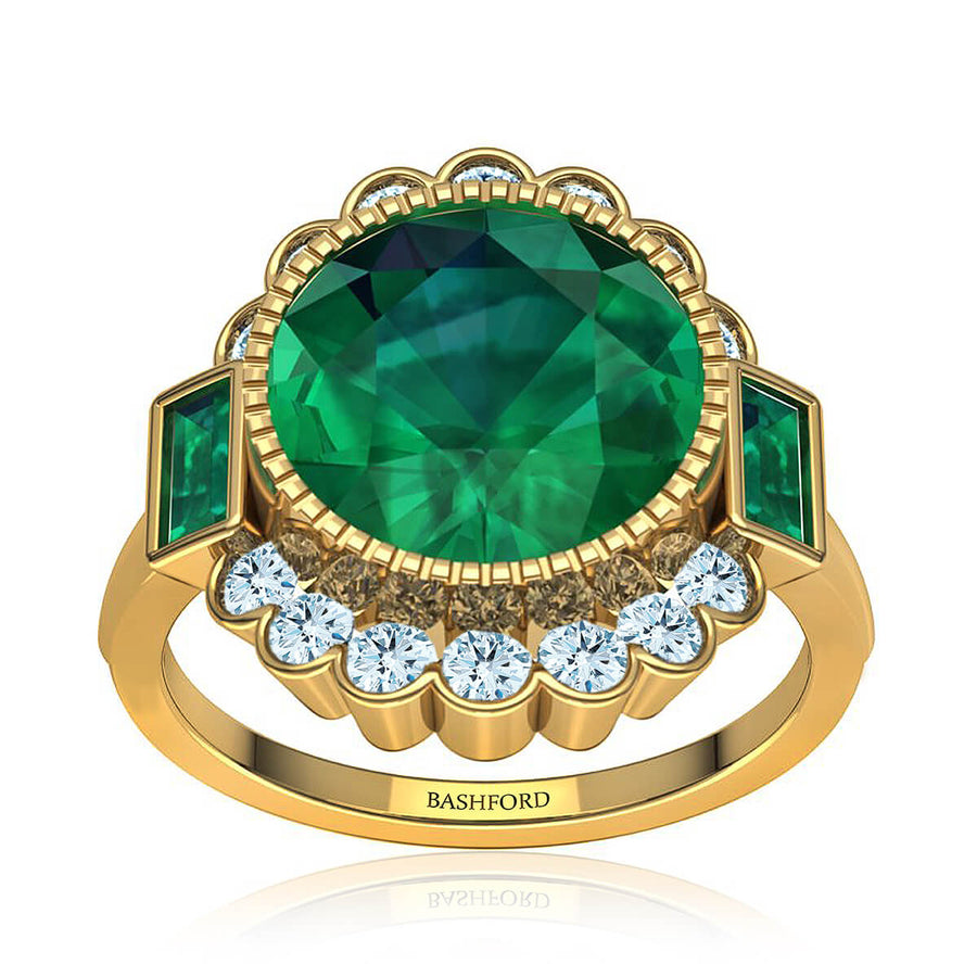 Milagrosa Emerald & Diamond Halo Ring