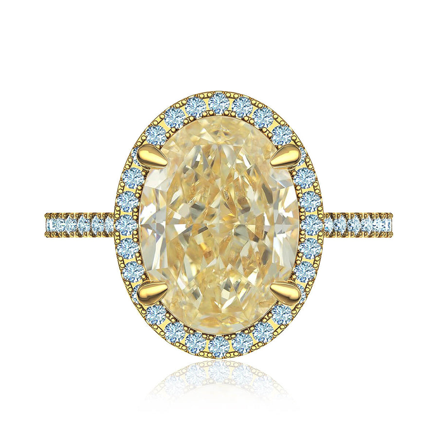 Oval Yellow Diamond Halo Ring