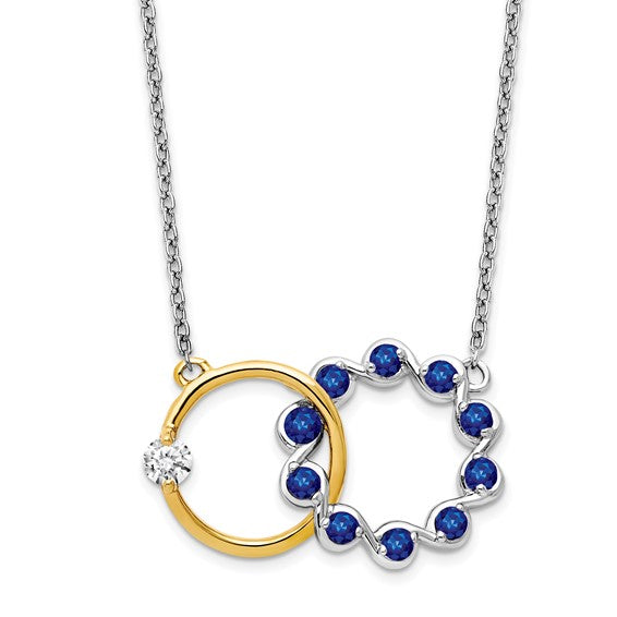 14k Two-tone Forever Sapphire and Diamond Necklace