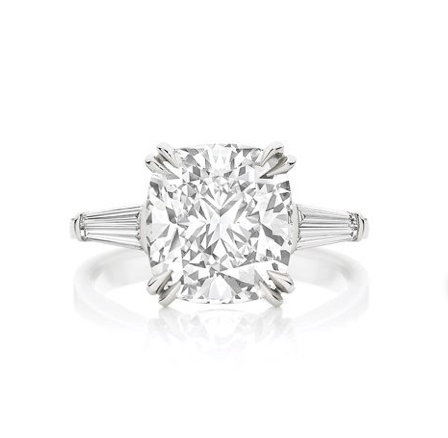 Classic Cushion Cut Tapered Baguettes Engagement Ring