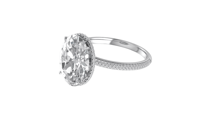 1.5ct Oval Three Row Micropavé Engagement Ring