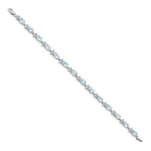 Floral Aquamarine & Diamond Bracelet