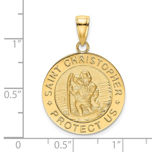 14K Satin Saint Christopher Medal Charm