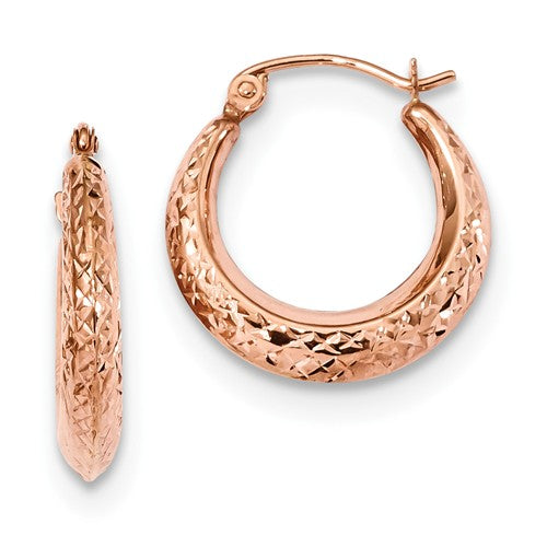 14K Rose Gold Textured Hoop Earrings