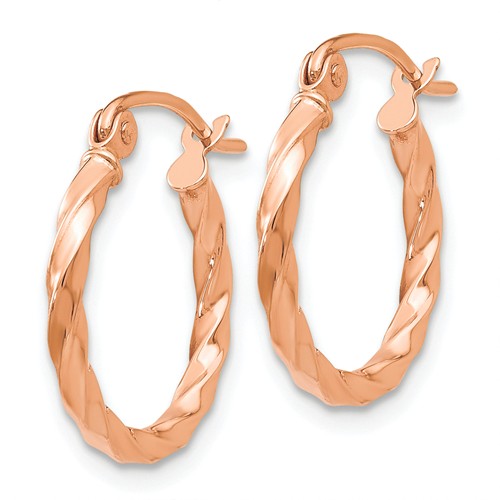 14k Rose Gold 16mm Twisted Hoop Earrings
