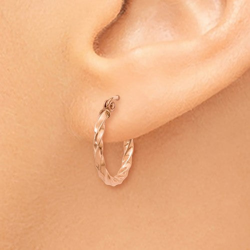 14k Rose Gold 16mm Twisted Hoop Earrings