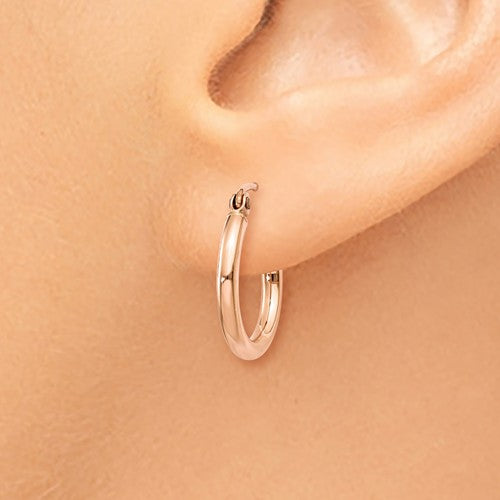 14k Rose Gold Polished 2mm Lightweight Tube Hoop Earrings