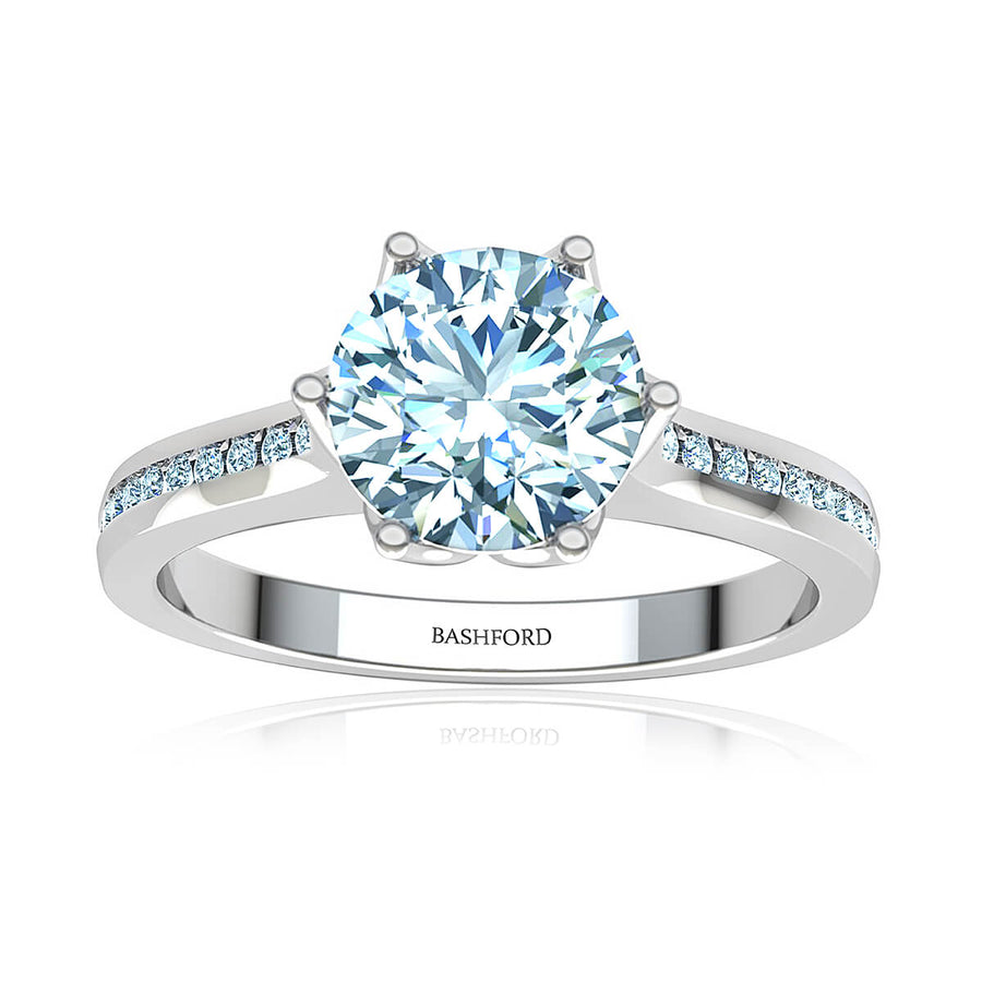 Six-Prong Channel Round Diamond Engagement Ring