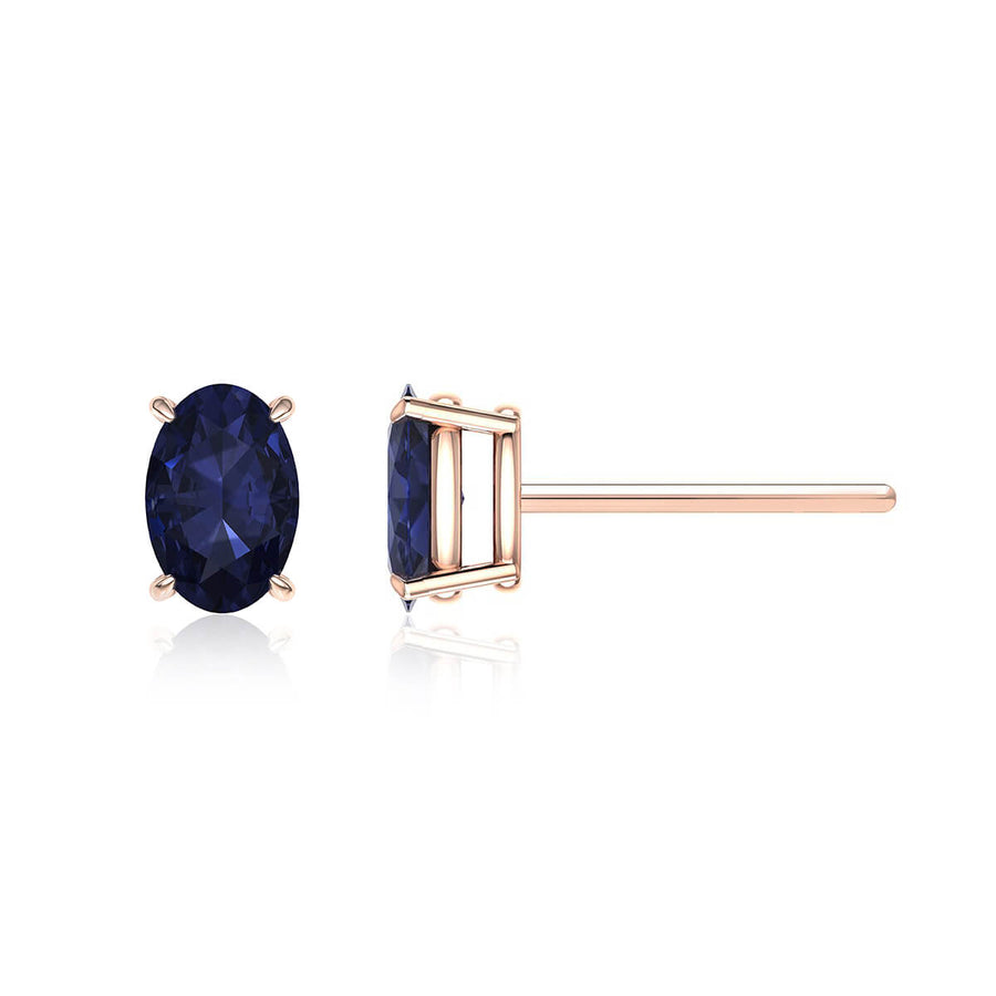 Blue Sapphire Oval Stud Earrings