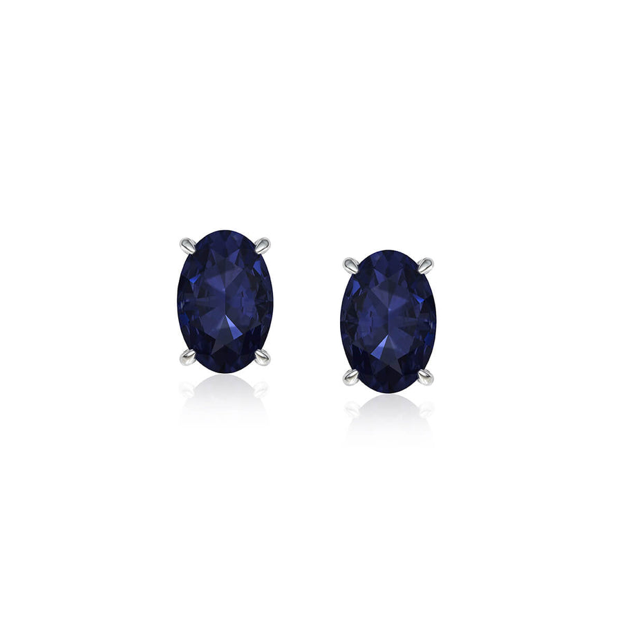Blue Sapphire Oval Stud Earrings