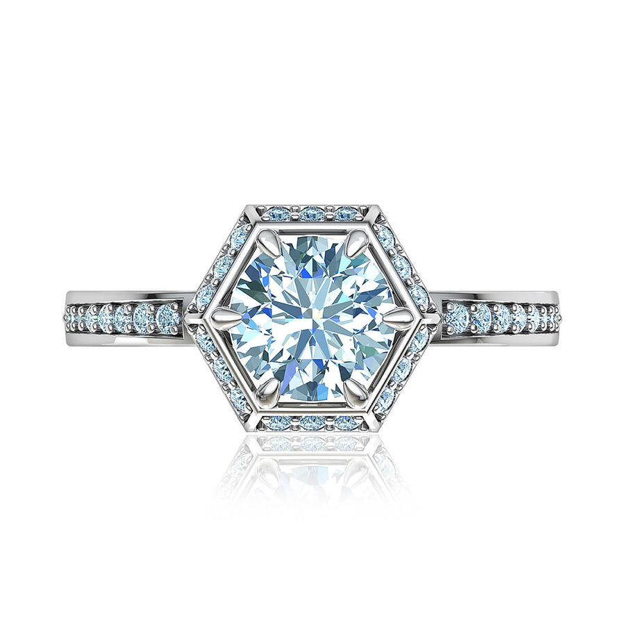 Hexagon Halo Diamond Ring