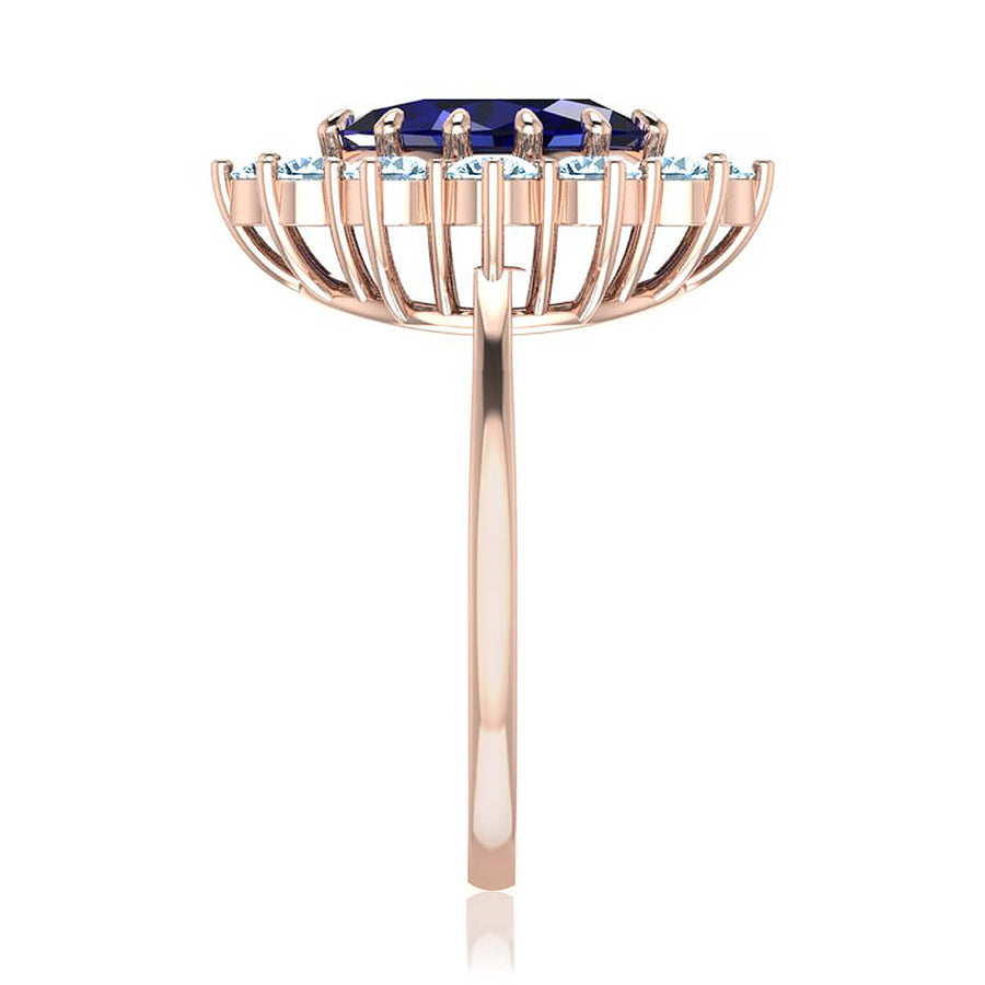 Oval Sapphire and Diamond Princess Diana Inspired Ring