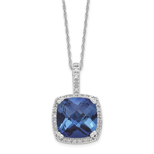 Round Ceylon Sapphire and Diamond Necklace
