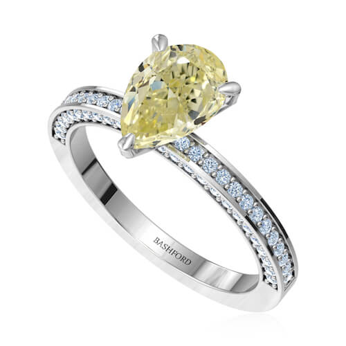 Pear Yellow Diamond Ring