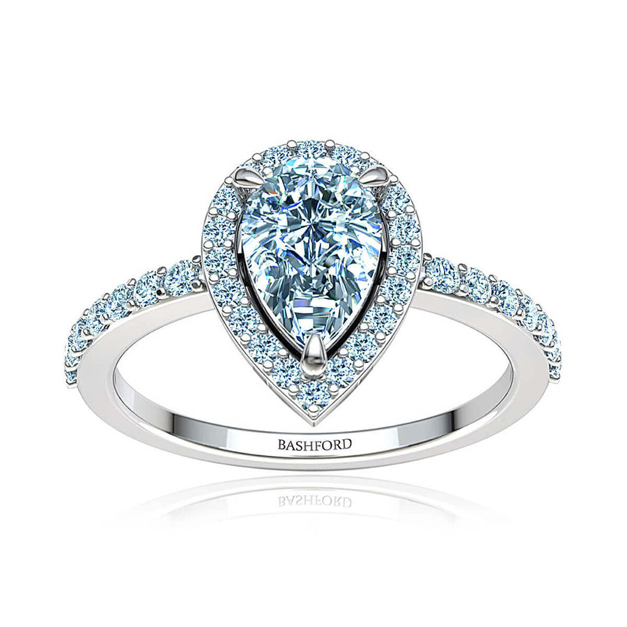 Classic Pear Halo Diamond Ring