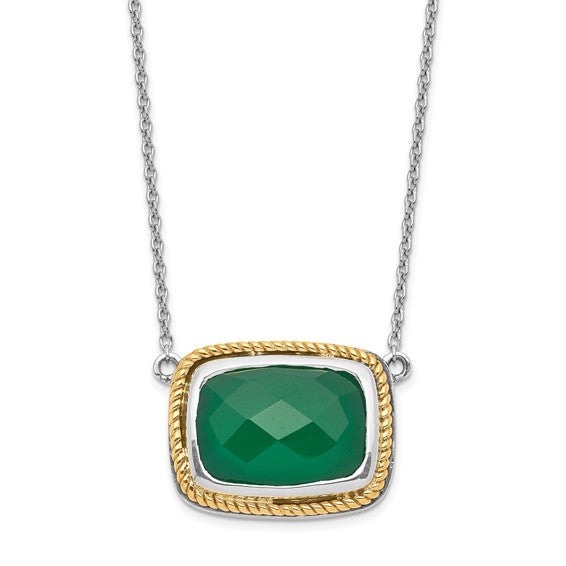 Sterling Silver with 14k Green Onyx Necklace