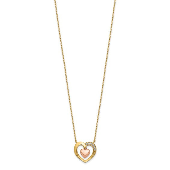 14K Two-Tone Hearts Necklace