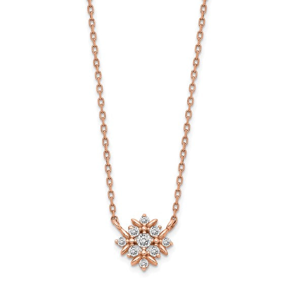14K Rose Gold Snowflake Necklace