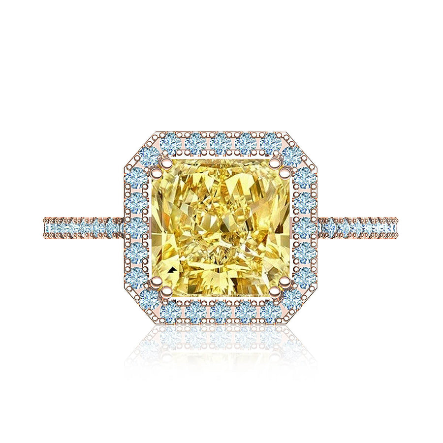 Sunburst Yellow Diamond Halo Ring
