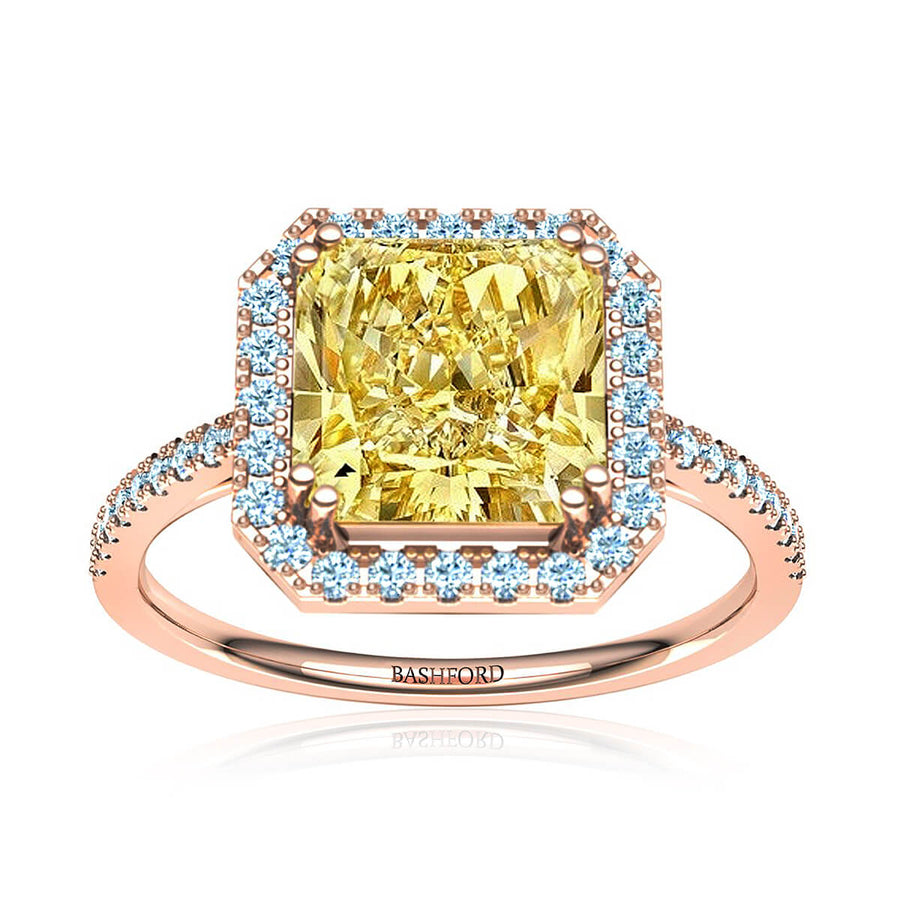 Sunburst Yellow Diamond Halo Ring