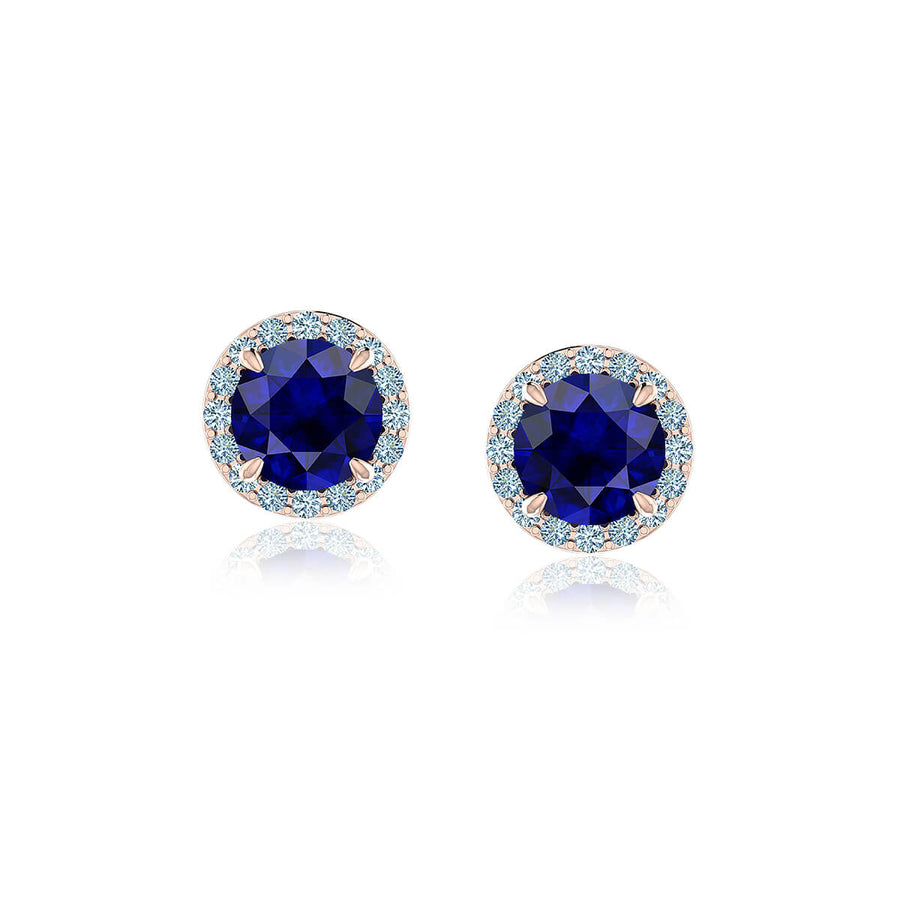 Sapphire and Pavé Diamond Stud Earrings