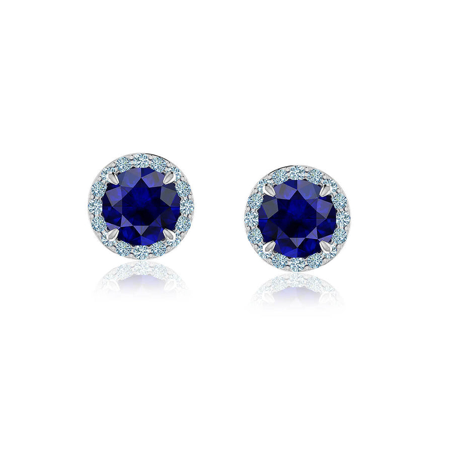 Sapphire and Pavé Diamond Stud Earrings