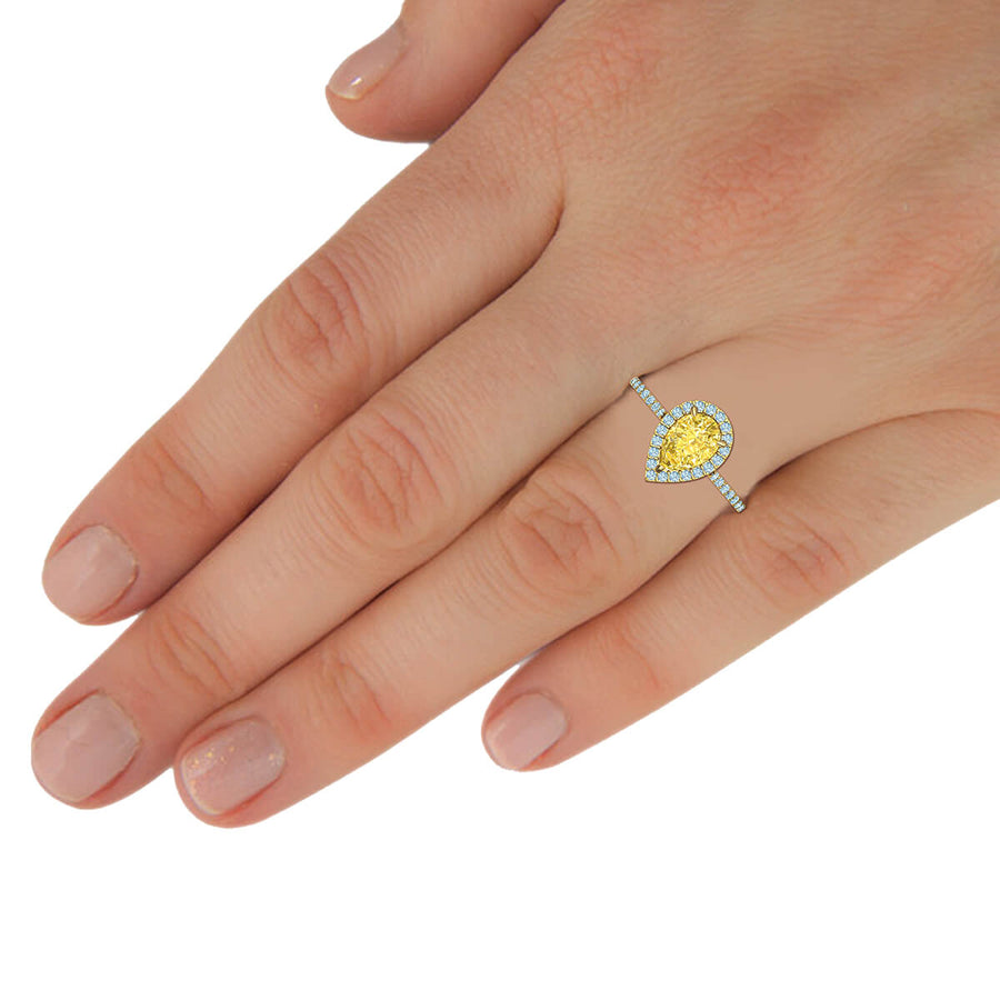 Fancy Yellow Pear Diamond Ring