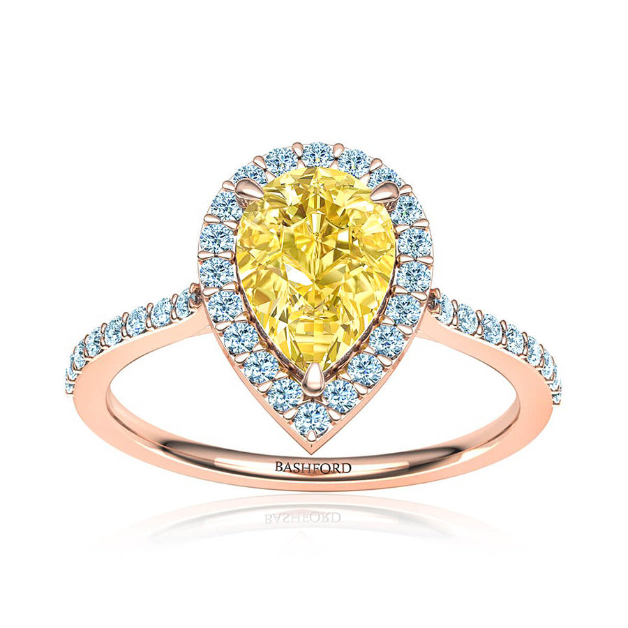 Fancy Yellow Pear Diamond Ring