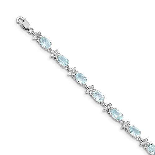 Floral Aquamarine & Diamond Bracelet