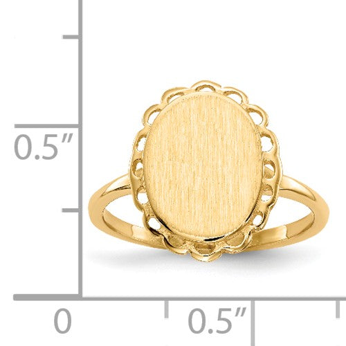 Oval Flower Closed Back Personalized Signet Ring