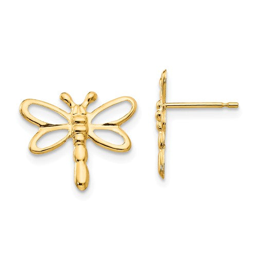 14K Yellow Gold Dragonfly Earrings