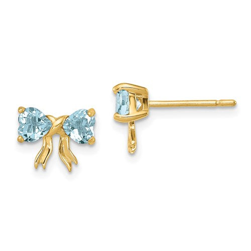 14K Aquamarine Bow Post Earrings